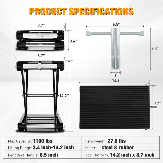 Nilight Motorcycle Lift Jack 1100 LBS Motorcycle Scissor Jack Stand Lift - Image 7