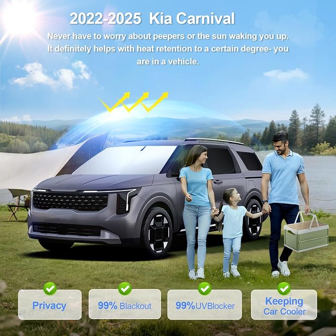 8pcs Car Window Shades for Kia Carnival 2022-2025 Accessories, Windshield Side - Image 2