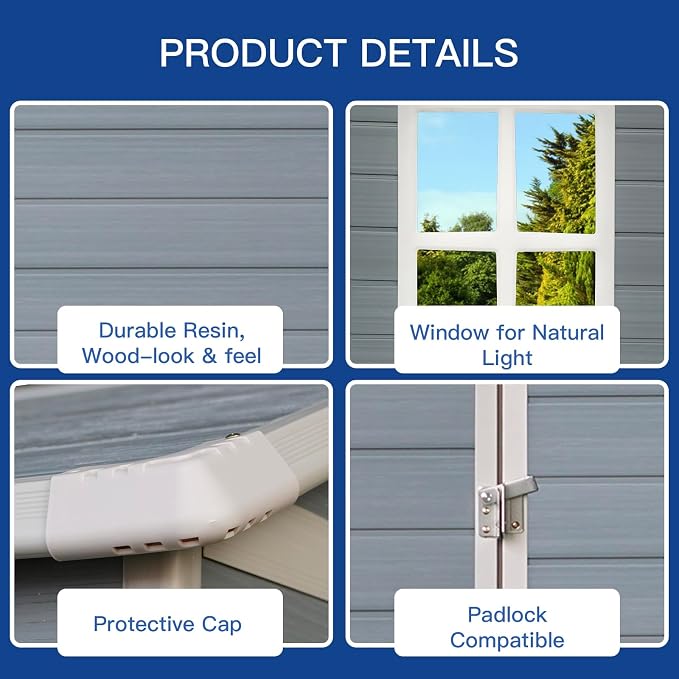 4x6 FT Outdoor Storage Shed, Resin Garden Shed - Image 4