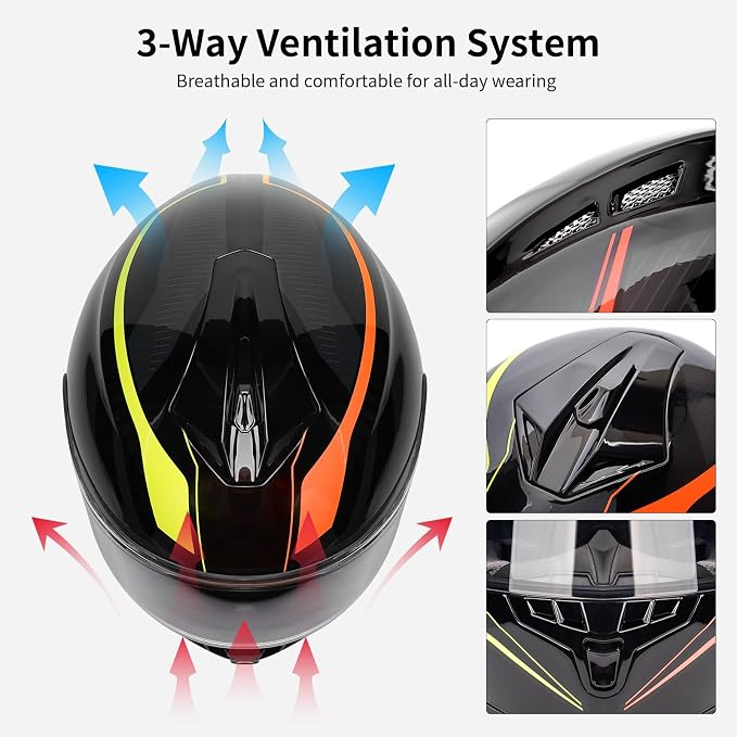 Full Face FreedConn Motorcycle Helmet Bluetooth 5.0 Integrated 2 Way Intercom - Image 8