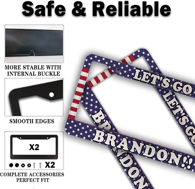 License Plate Frames for Women Multicolor License Plate Covers for Men Lets Go - Image 4