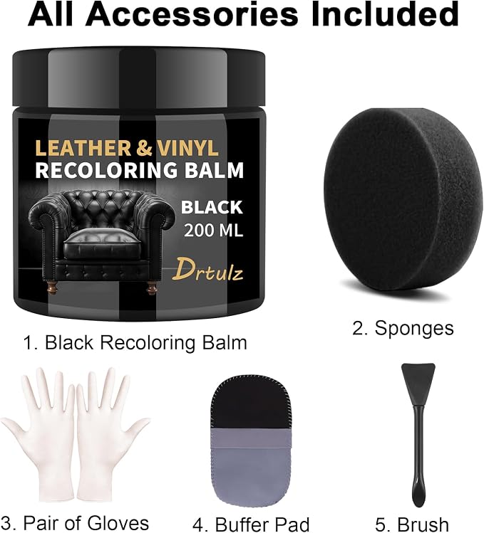Black Leather Recoloring Balm, Leather Repair Kit - Image 6