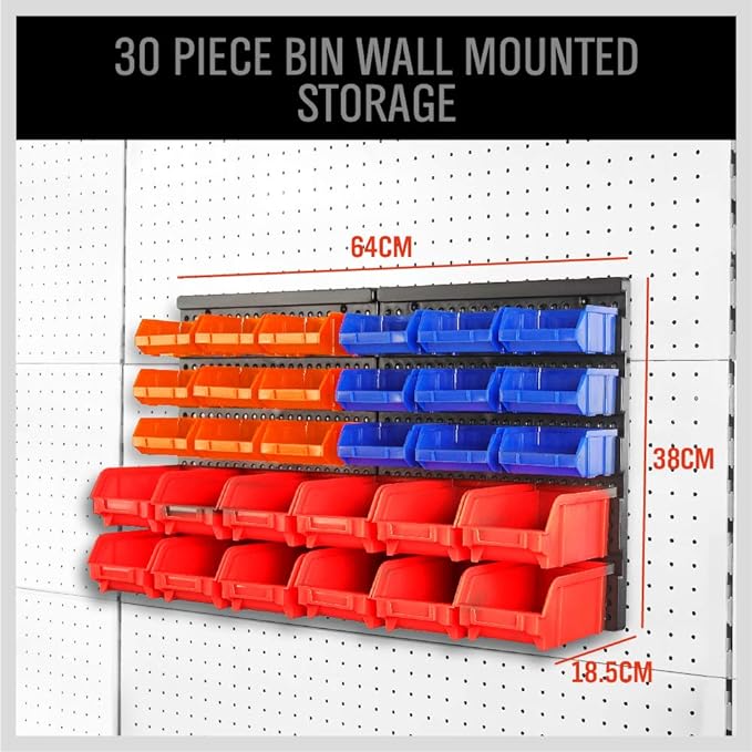 30-Bin Wall-Mounted Storage Rack System - Image 2