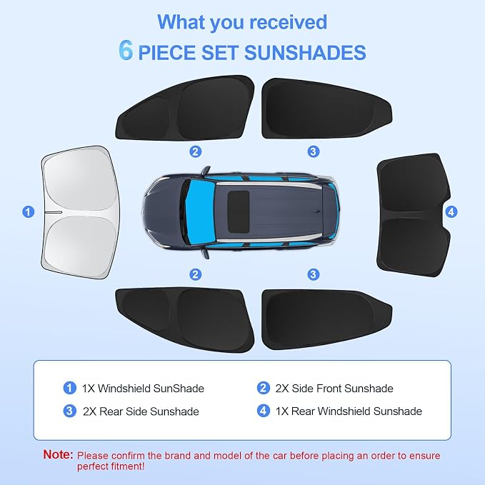 6pcs Car Window Shades for Nissan Sentra 2020-2025 Accessories, Windshield Side - Image 7
