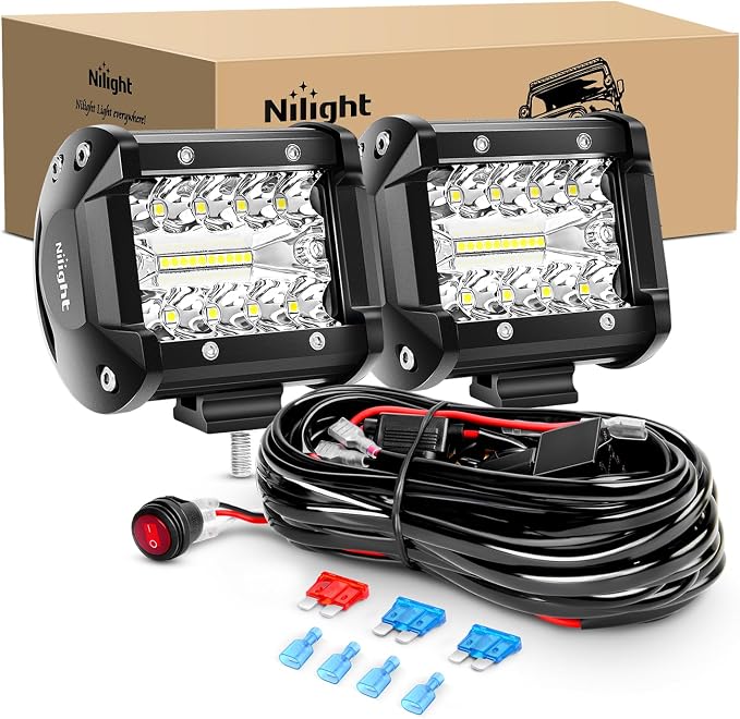 Nilight LED Light Bar 2PCS 60W 4 Inch Flood Spot Combo LED Work Light Pods by Nilight
