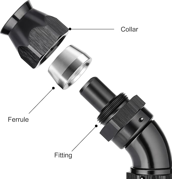 EVIL ENERGY 8AN 45 Degree PTFE One Piece Full Flow End Hose Fitting Aluminum - Image 2