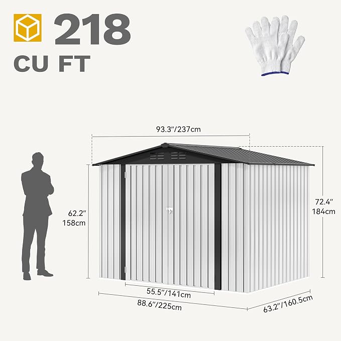 DWVO 8x6ft Metal Outdoor Storage Shed, Waterproof Tool Shed Heavy-Duty Storage - Image 8
