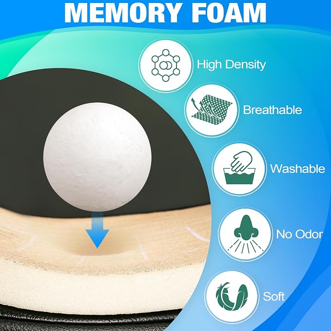 MYFAMIREA Car Seat Cushion and Back Support Pillow 1.2'' Thick Memory Foam Desk - Image 2
