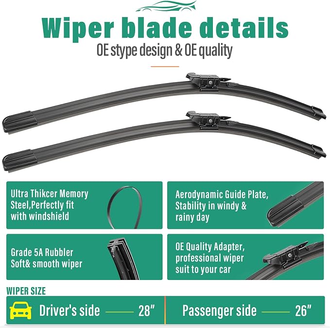 28" 26" 12" Windshield Wiper Blades Replacement - Image 3