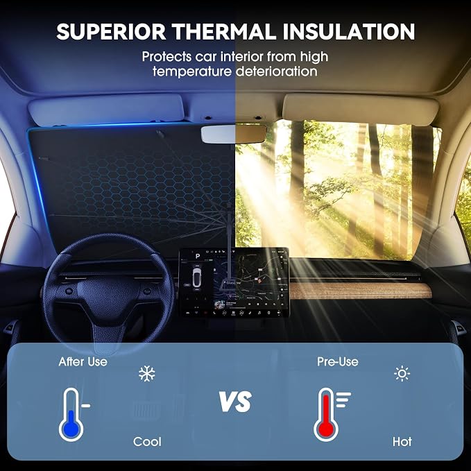 helloleiboo Foldable Car Windshield Sun Shade Umbrella 360°Rotating - Image 3
