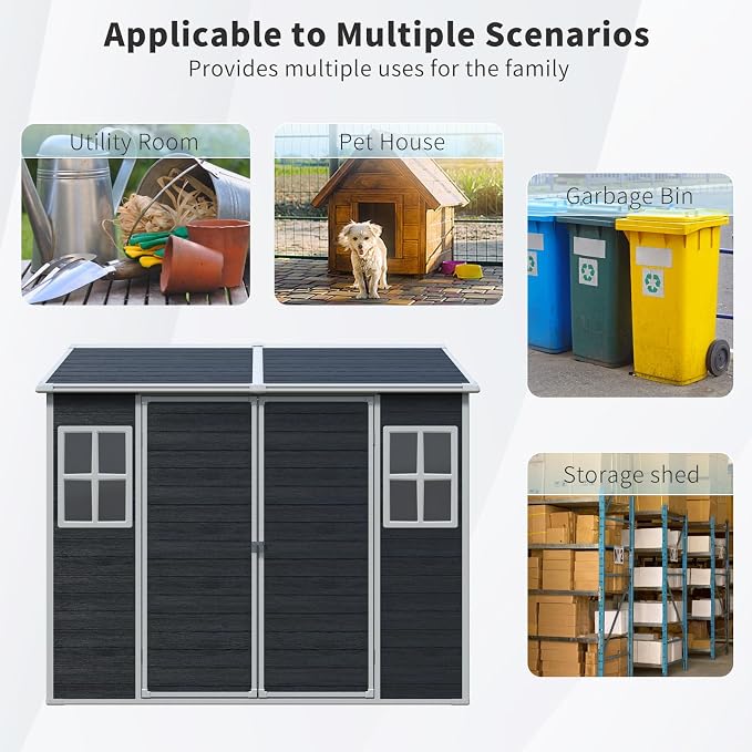 8x6 FT Outdoor Storage Shed, Resin Garden Shed - Image 6