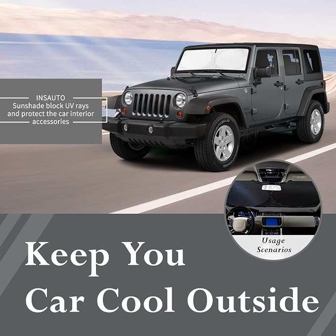Sunshade Sun Shade for 2018-2024 2025 Jeep Wrangler JL JLu JK JKU Windshield - Image 8