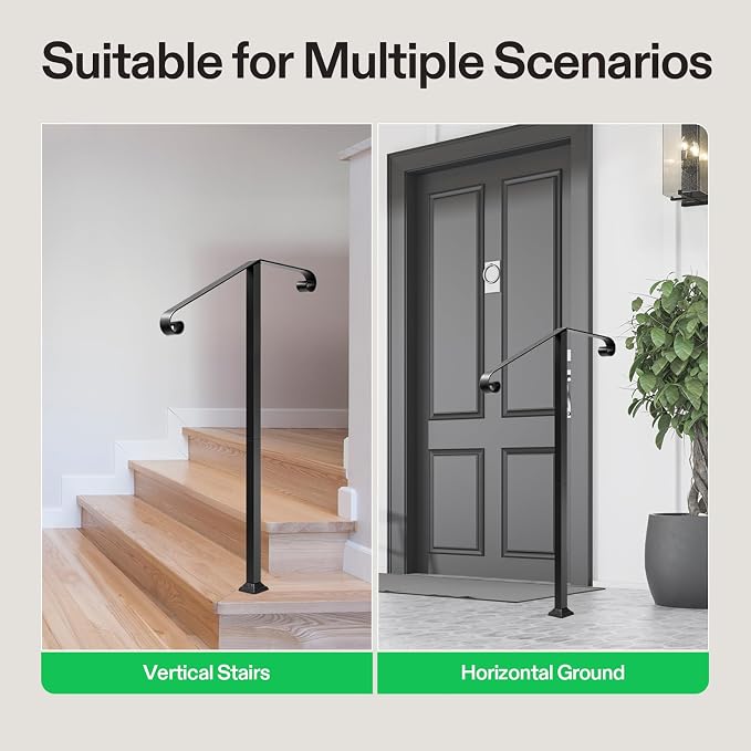 VIVOSUN Outdoor Handrail, 2 Step Stair Handrail, 21.6" x 39" Fits 1 to 2 Steps - Image 6