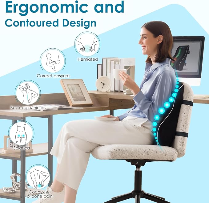 Lumbar Support Pillow for Office Chair Car Back Support Pillow, Memory Foam - Image 2