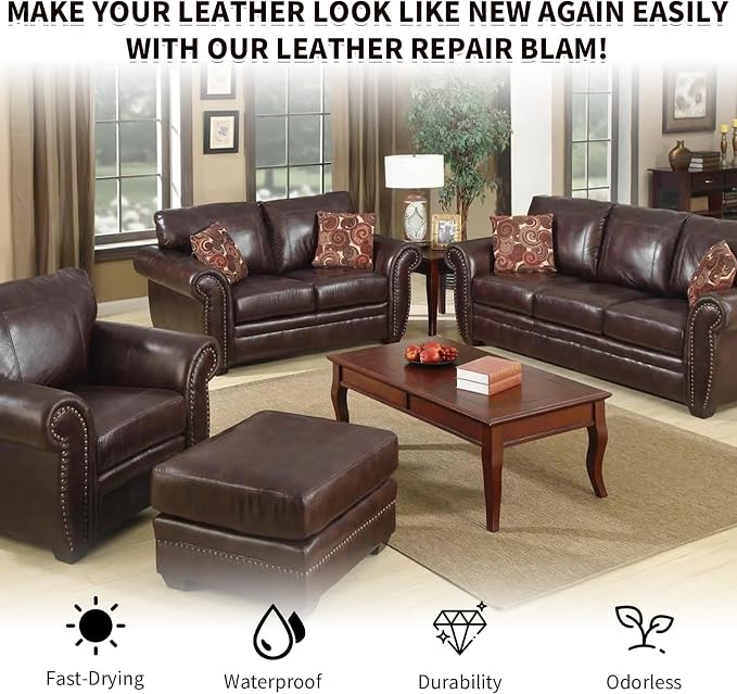 Dark Brown Leather Recoloring Balm, Leather Couch Scratch/Stain Remover - Image 7