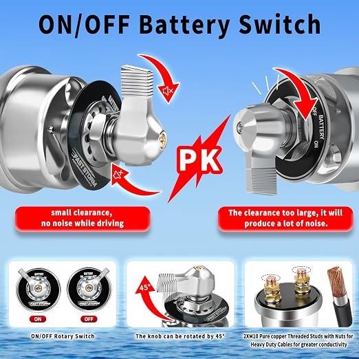 200A 12-48V High Current Master Battery Disconnect Switch Battery Power Cut Off - Image 5