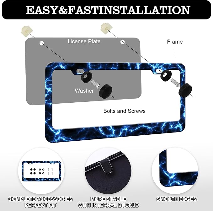Blue Lightning License Plate Frames - Image 3