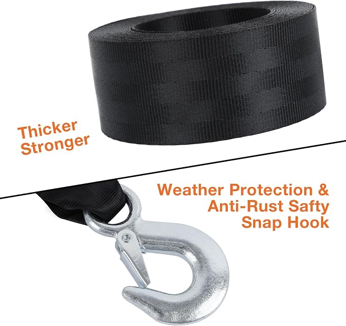Boat Winch Strap with Safety Snap Hook 2" x 20 Ft - Image 3