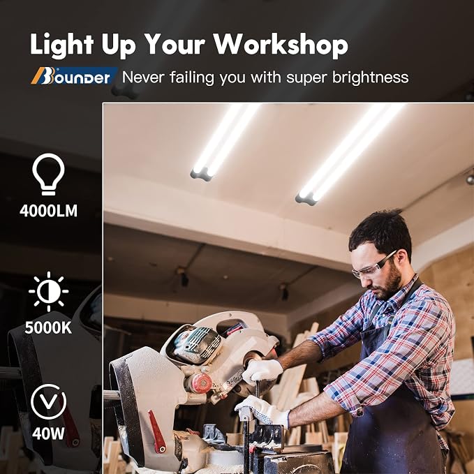Bbounder 10 Pack Linkable LED Utility Shop Light, 4 FT Integrated Fixture - Image 3
