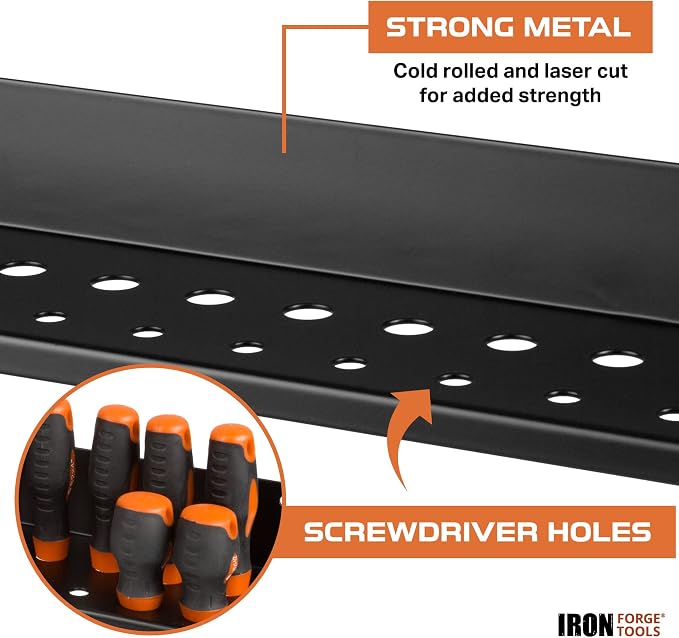 Metal Hand Tool Organizer, Hammer & Pliers and Screwdriver Storage Rack - Image 2