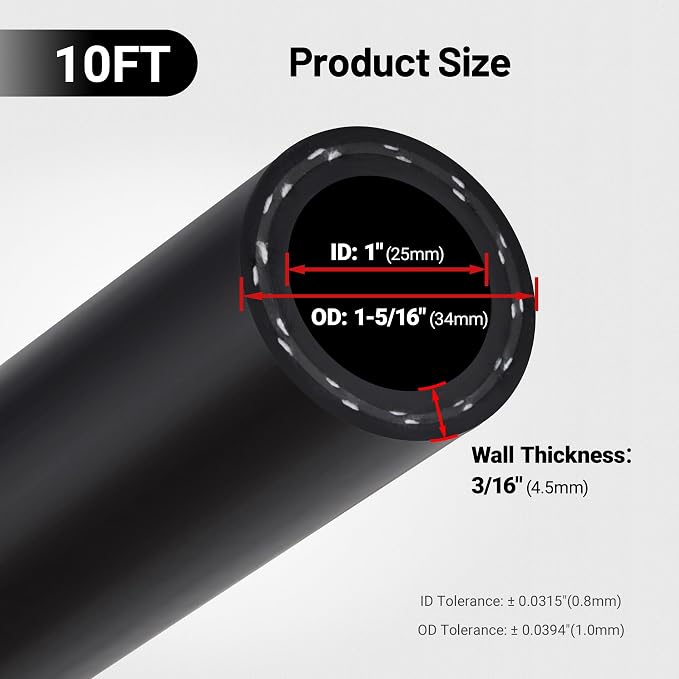 EVIL ENERGY 1" Heater Hose Coolant Radiator Straight 60PSI SAE 20R3 10FT Black - Image 3