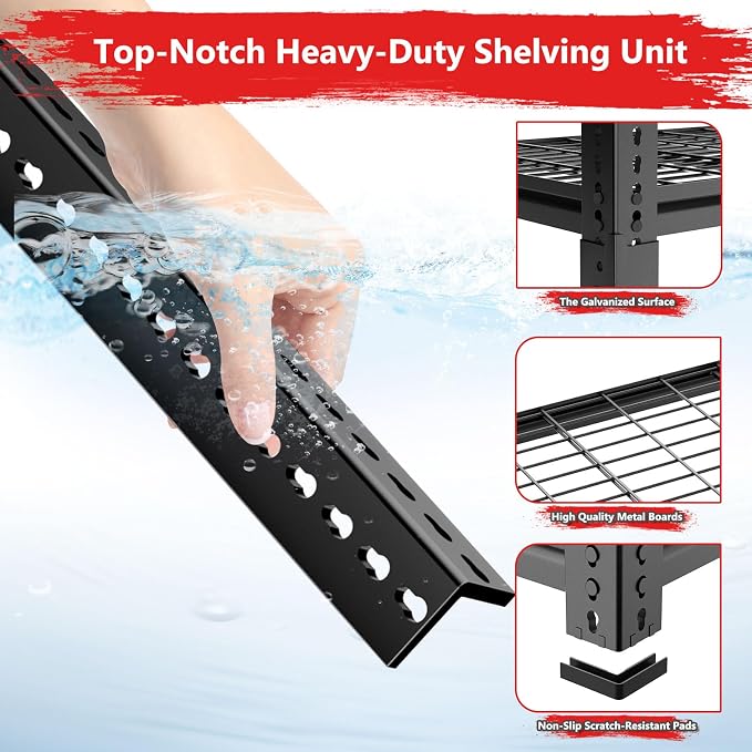 Storage Shelves, Garage Shelving Heavy Duty 1920LBS Capacity, 4 Tier Utility - Image 5