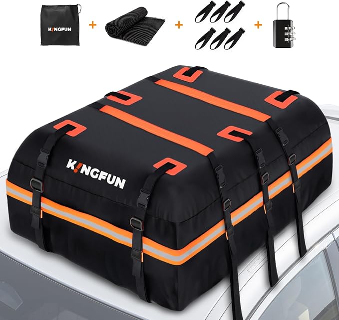 Kingfun Car Rooftop Cargo Carrier – Waterproof 15 Cubic Feet Car Roof Bag Fit - Image 9