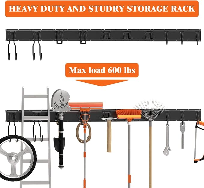 64 Inches Garage Tool Organizer Wall Mount, Yard Tool Hangers - Image 3