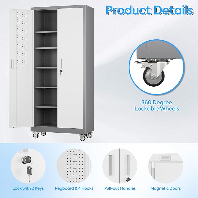 71" H×32" W×16" D Garage Storage Cabinet - Image 4