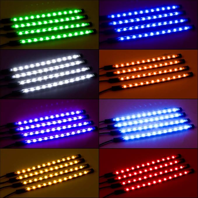 Nilight - TR-06 4PCS 48 LED Interior Lights DC 12V Multicolor Music Car Strip - Image 5