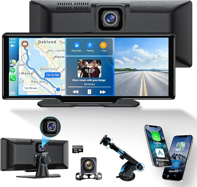 Portable Carplay Screen 10.26'' HD IPS Apple Carplay & Android Auto Screen by 25HOURSPortableCarStereo