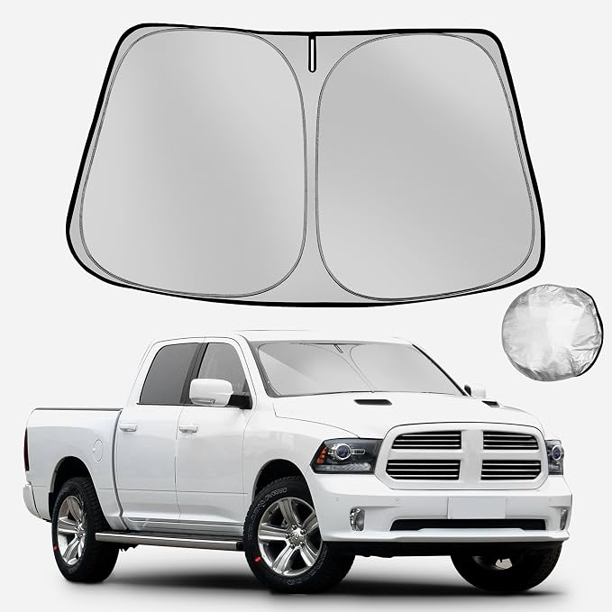 Windshield Sun Shade for 2010-2025 Dodge RAM 2500 3500 Foldable Sun Sunshade by Fonowka