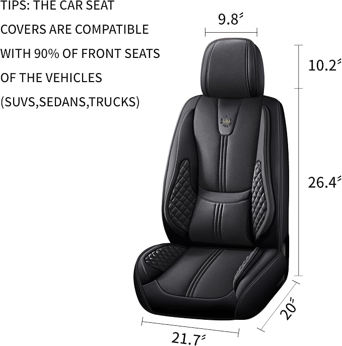 Car Seat Covers Front Only, Easy Install Luxury Leather Automotive Seat Covers - Image 2