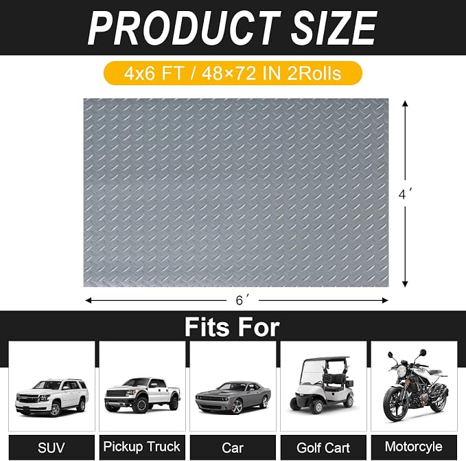 4x6 FT Garage Floor Mat, 2 Rolls 2.8mm Thickened Flooring Roll 48 sqft Diamond - Image 2