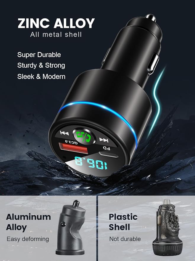FM Transmitter for Car Bluetooth 5.3, PD 30W & QC3.0 18W Fast Car Charger - Image 2
