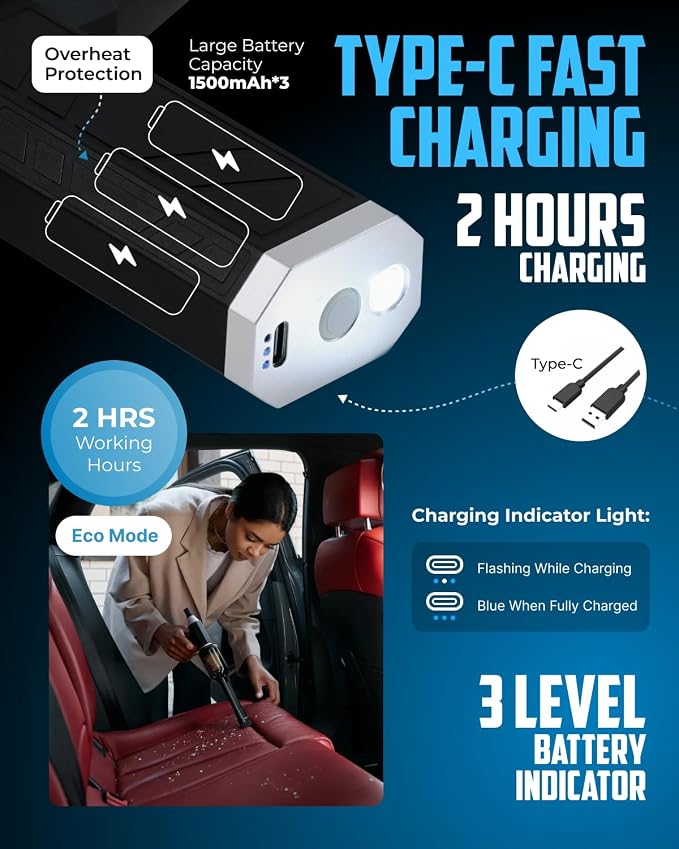Portable Car Vacuum Cleaner “CrossClean 2-in-1 Vacuum & Air Blower | 120W - Image 4