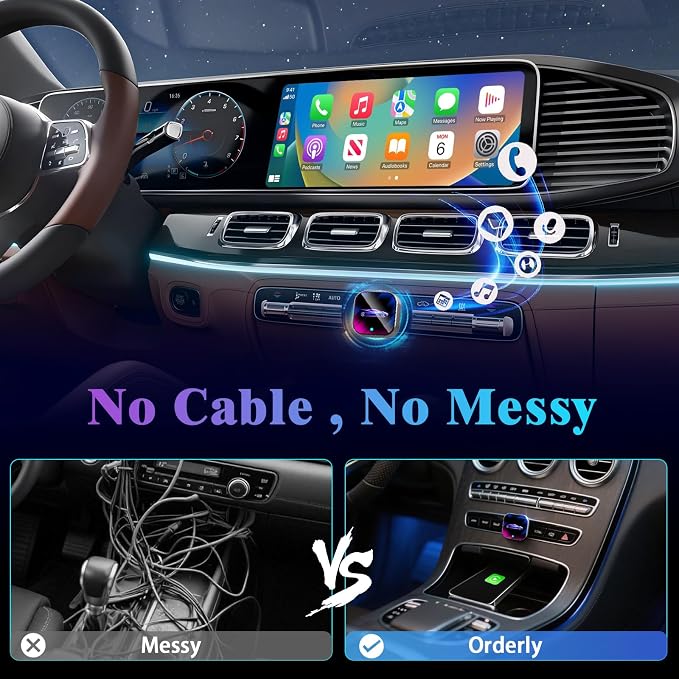 Wireless CarPlay Adapter for iPhone, 2025 Upgrade Convert Wired to Wireless Car - Image 2
