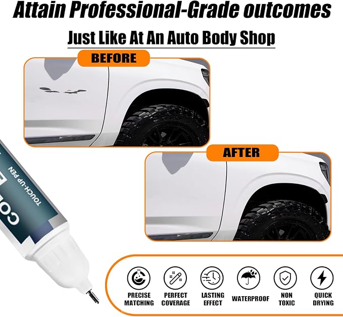 Summit White Touch Up Paint for GMC, Car Paint Pen Scratch Repair Two-In-One - Image 2