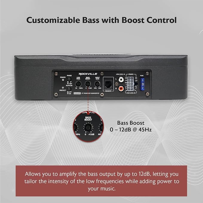 Rockville SS8P 400W 8" Slim Under-Seat Active Subwoofer, High-Level Inputs - Image 9