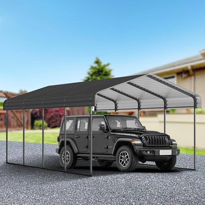 12x20 FT Metal Carport, Heavy Duty Car Port Canopy by ANTSKU