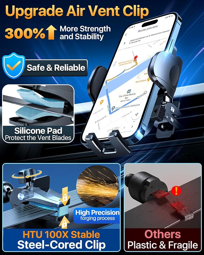 HTU 2025 Upgraded Car Phone Holder 【Safety Certs & No Smell】 Cell Phone Holder - Image 8