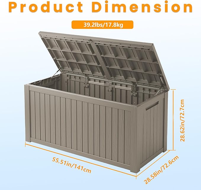 200 Gallon Lockable Resin Deck Box, Waterproof & UV-Resistant Outdoor Storage - Image 2