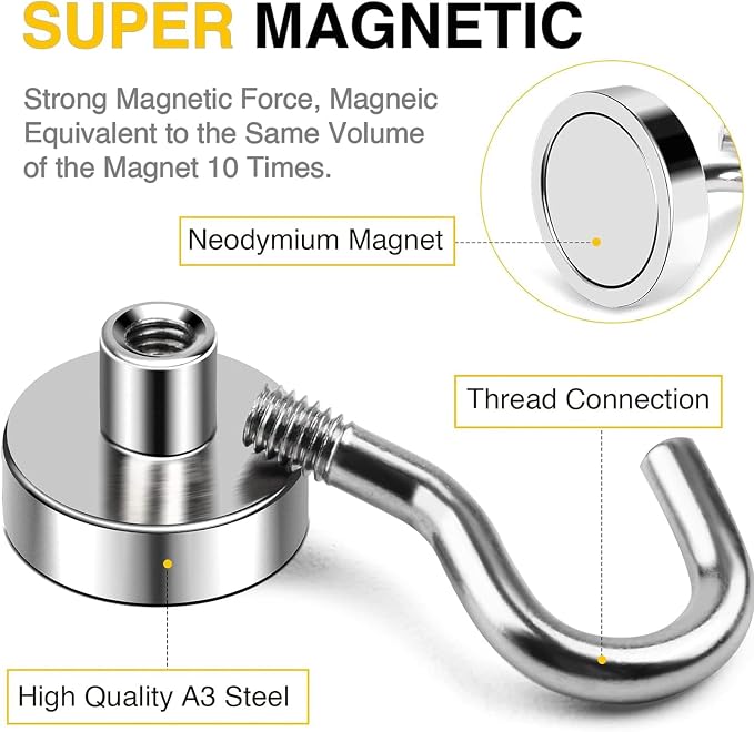 DIYMAG Magnetic Hooks, 30lbs+ Magnet Hook 2025 Cruise Cabin Ship Essentials - Image 7