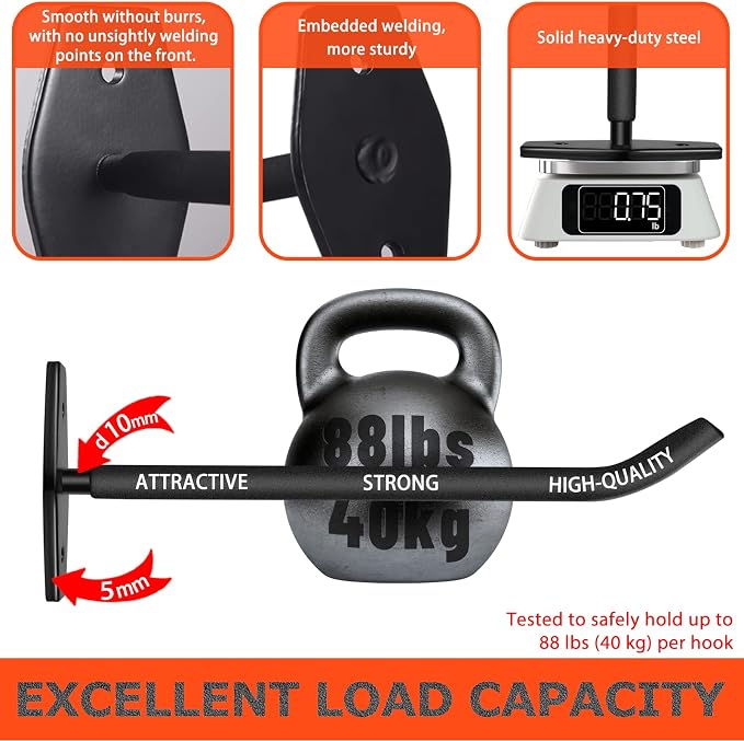 Tire Rack Wall Mount, 10 Inch Large Garage Hooks Heavy Duty Storage, Ladder - Image 3