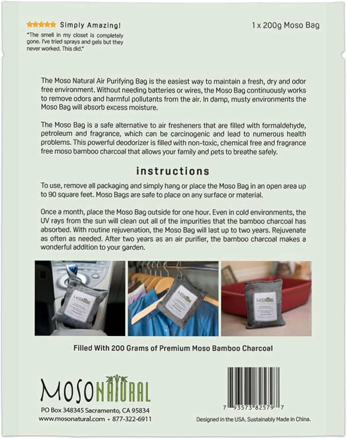 Moso Natural Air Purifying Bag 200g Bamboo Charcoal Odor Absorber - Image 3