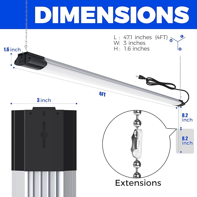 Barrina BS84 LED Shop Lights for Workshop 4FT, 6500K Linkable Light Fixture for - Image 7