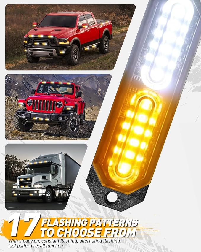 HLauto 1200T Emergency Strobe Grille Lights: 8pcs 12 LED Sync Feature Safety - Image 5