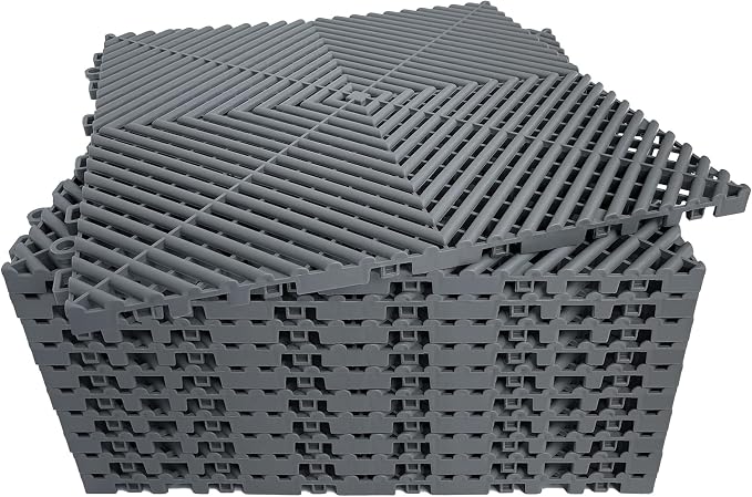 24 Pack 16"x16" Interlocking Garage Floor Tiles by HTWELL