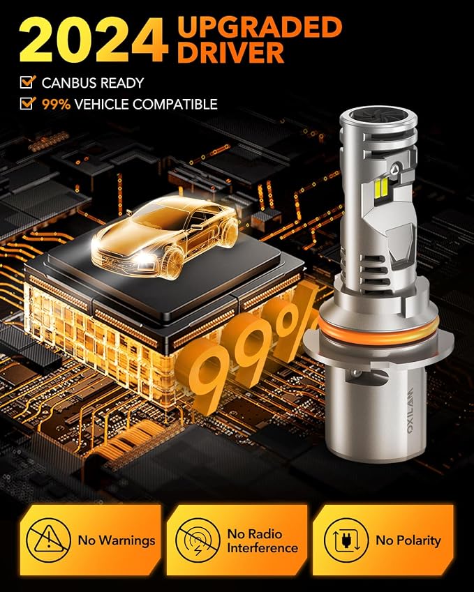 OXILAM 9007/HB5 LED Bulb, 900% Brighter, 3 Min Quick Install, 20 Years Lifespan - Image 5