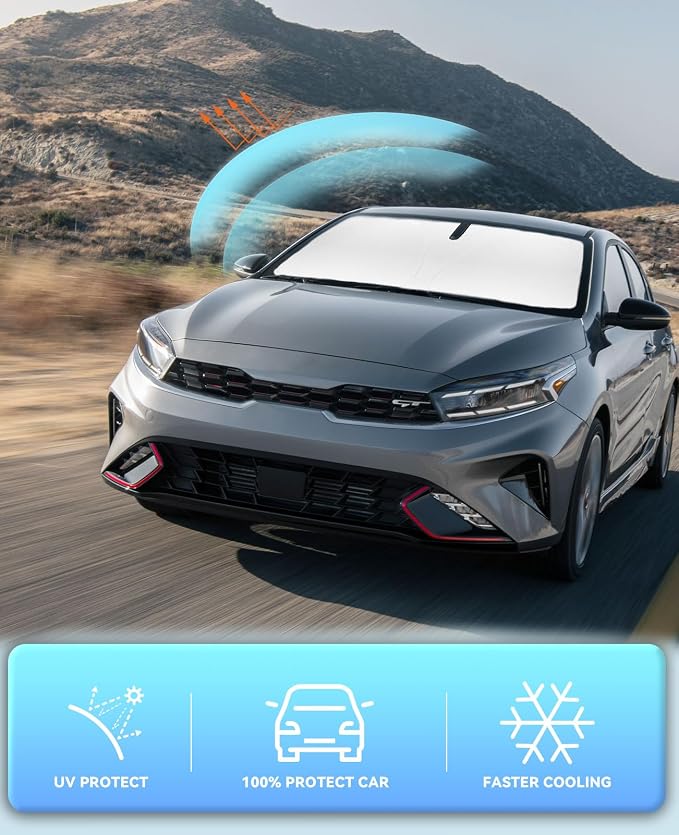 Sun Shade for Forte Windshield Sunshades for 2019-2024 2025 Kia Forte - Image 5